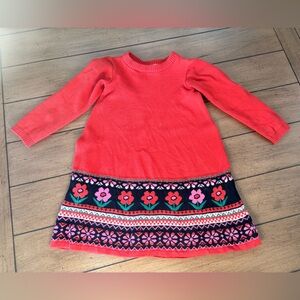 Hanna Andersson Baby Heritage Christmas Holiday Sweater Dress, Size 90 /3T